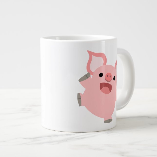 Cute Joyous Tecknad Gris Jumbo Mugg (Framsida höger)