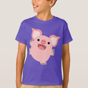 Cute Joyous Tecknad Gris Kids T-Shirt