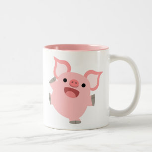Cute Joyous Tecknad Gris Två-Tonad Mugg