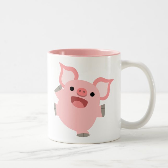 Cute Joyous Tecknad Gris Två-Tonad Mugg (Höger)