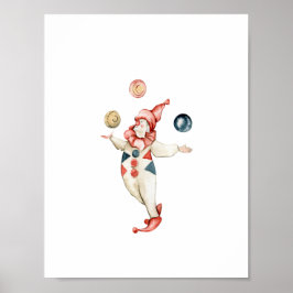 Cute Juggling Circus Clown Carnival Nursery Poster