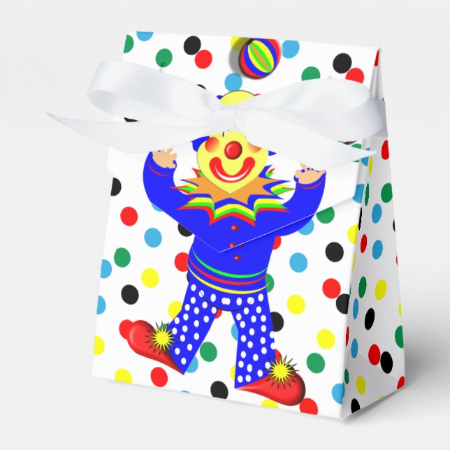 Cute Juggling Circus Clown on Polka Dot Presentaskar (Framsidan Sidan)