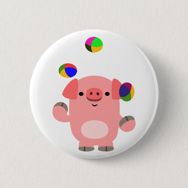 Cute Juggling Tecknad Gris Button Badge Knapp (Framsida)
