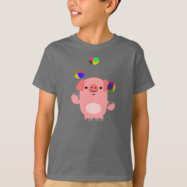 Cute Juggling Tecknad Gris Children T-Shirt (Framsida)
