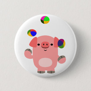 Cute Juggling Tecknad Gris Knapp