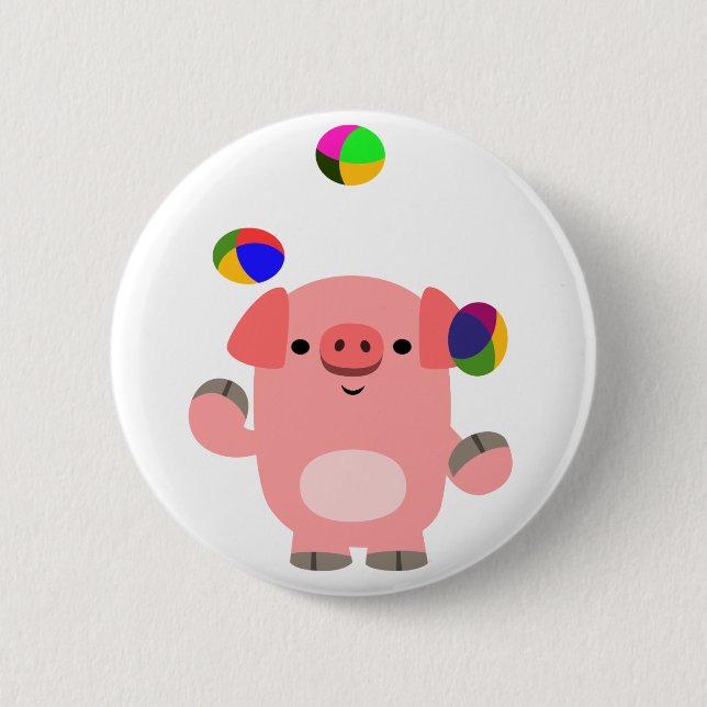 Cute Juggling Tecknad Gris Knapp (Framsida)