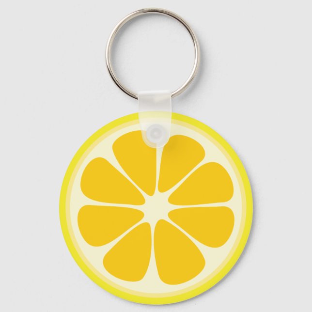 Cute Juicy Citrus Lemon Tropical Fruit Slice Nyckelring (Framsida)
