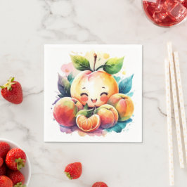 Cute Juicy Peach Birthday Pappersservett
