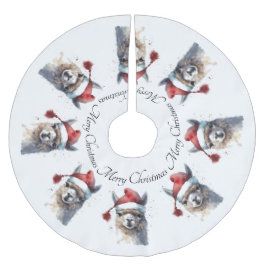 Cute Jul Alpaca, anpassningsbar Julgransmatta Borstad Polyester