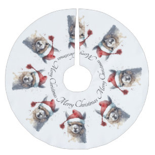 Cute Jul Alpaca, anpassningsbar Julgransmatta Borstad Polyester