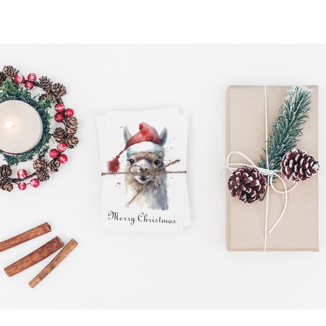 Cute Jul Alpaca, anpassningsbar Julkort (Skapare uppladdad)