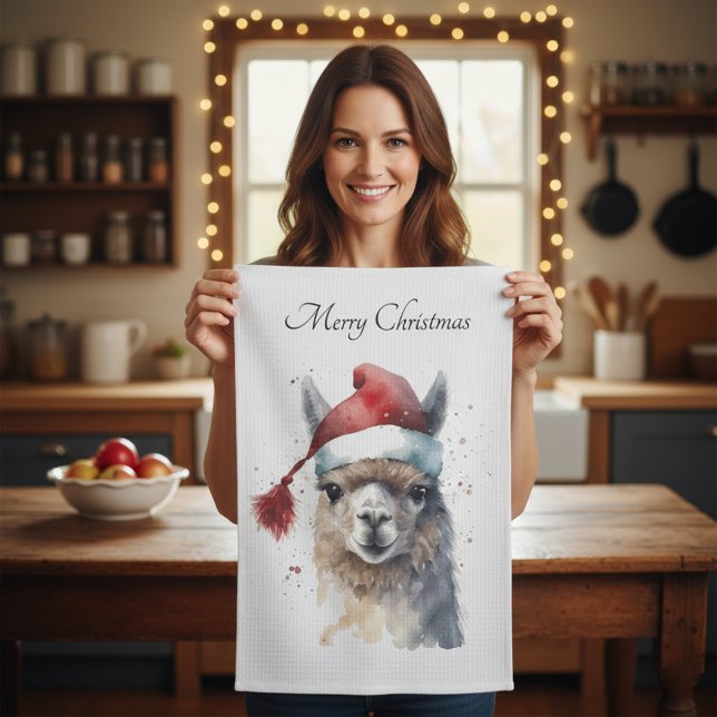 Cute Jul Alpaca, anpassningsbar Kökshandduk (Skapare uppladdad)