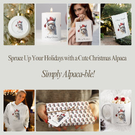 Cute Jul Alpaca, anpassningsbar Mat Etikett