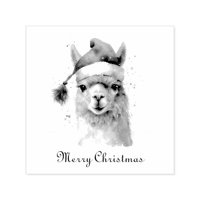 Cute Jul Alpaca, anpassningsbar Självfärgande Stämpel (Design)