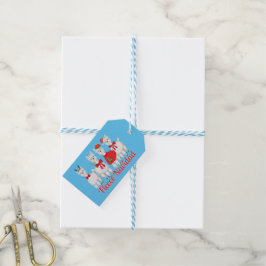 Cute jul Alpaca med Holly i Blue Presentetikett