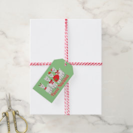 Cute jul Alpaca med Holly i Red & Grönt Presentetikett