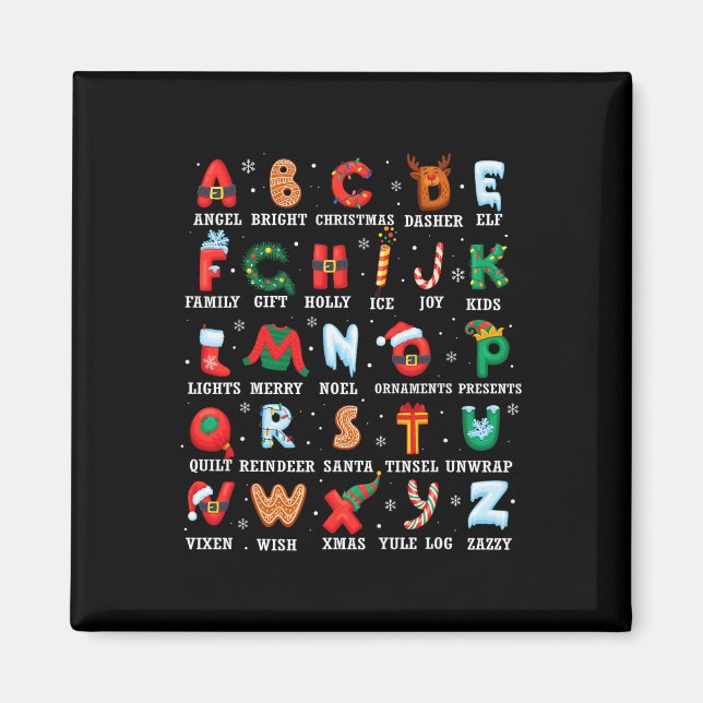 Cute Jul Alphabet Kindergarten Preschool Tea Magnet (Framsidan)
