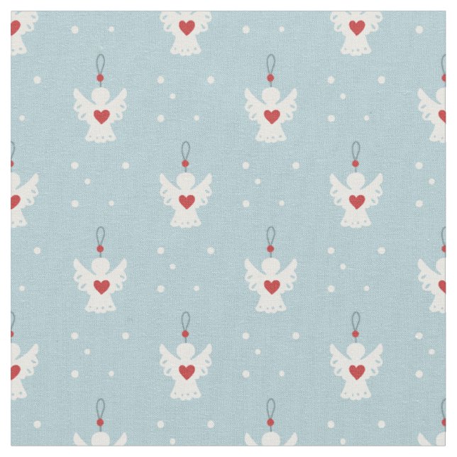 Cute jul Angel Red Kärlek Heart Pastel Blue Tyg (Närbild)