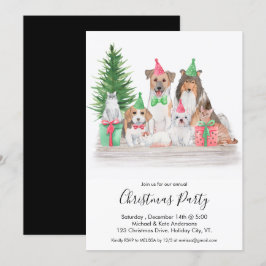 Cute Jul Animals Hund Cat Puppy Kitten Party Inbjudningar