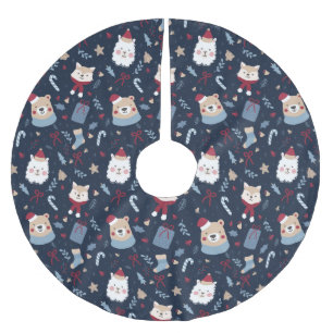 Cute Jul Animals Julgransmatta Borstad Polyester