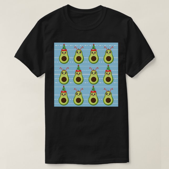 Cute jul Avocado Mönster T Shirt (Design framsida)