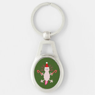 Cute jul Axolotl Ovalt Silverfärgad Nyckelring