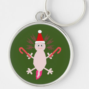 Cute jul Axolotl Rund Silverfärgad Nyckelring