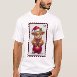 Cute jul Baby Cow med Santa Hat Sitta på T Shirt