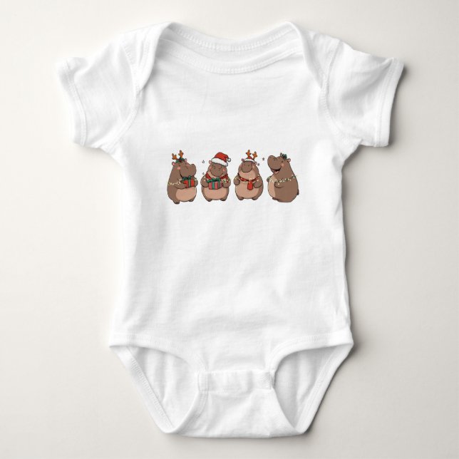 Cute jul Baby Pygmy Hippo Moo Deng T Shirt (Framsida)