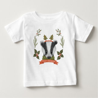 Cute jul Badger Porträtt Baby T-Shirt