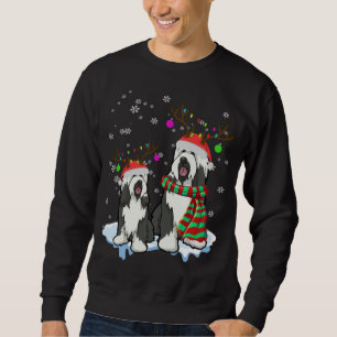 Cute jul Bearded Collie Santa Hats Reindeer Lång Ärmad Tröja