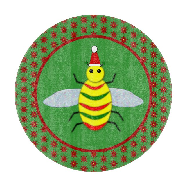 Cute Jul Bee och Poinsettia Flowers (Framsidan)