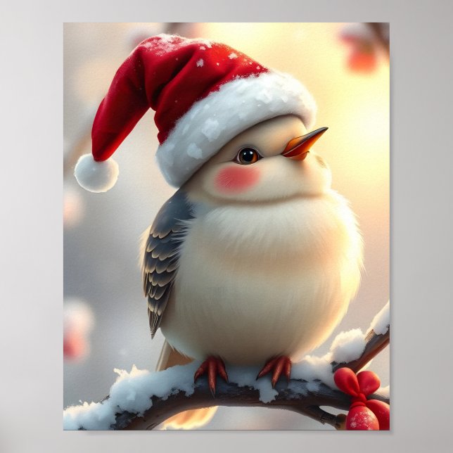 Cute jul Bird Digital Poster (Framsidan)