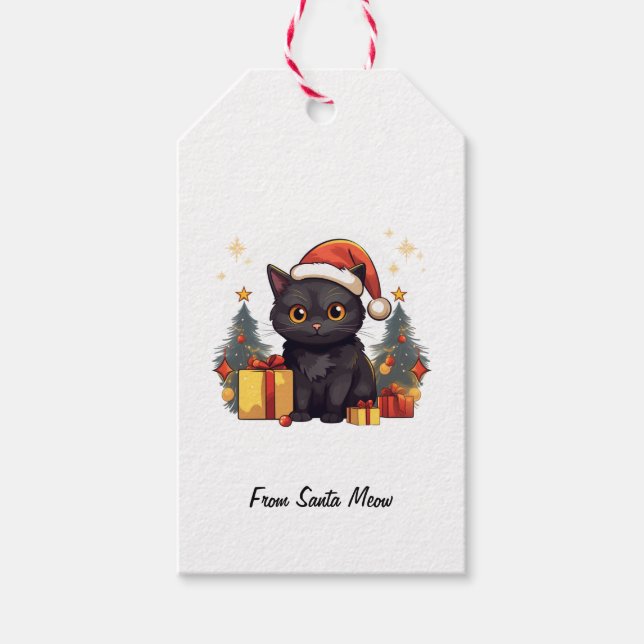 Cute jul Black Cat Presentetikett (Framsidan)