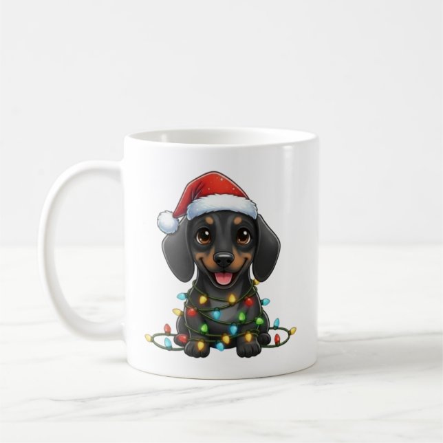 Cute jul Black Dachshund Mugg (Vänster)
