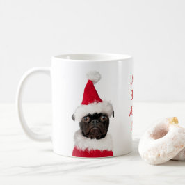 Cute jul Black Pug Puppy Santa Seed You Kaffemugg