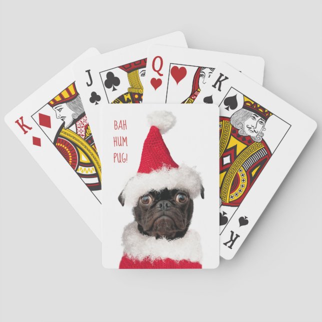 Cute jul Black Pug Santa Bah HumPug Casinokort (Baksidan)