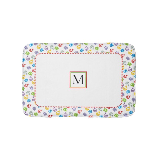 Cute Jul-bollar och mönster-monogram Badrumsmatta (Framsidan)