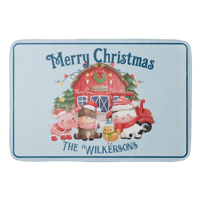 Cute jul-Boskap på Light Blue Badrumsmatta (Framsidan)