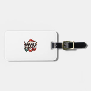 Cute jul Boston Terrier Hundar Santa Hat Snowf Bagagebricka