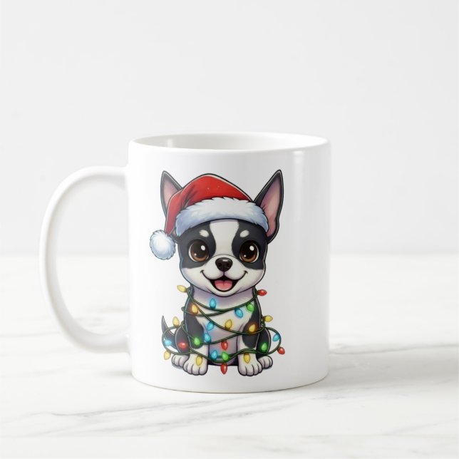 Cute jul Boston Terrier Mugg (Vänster)