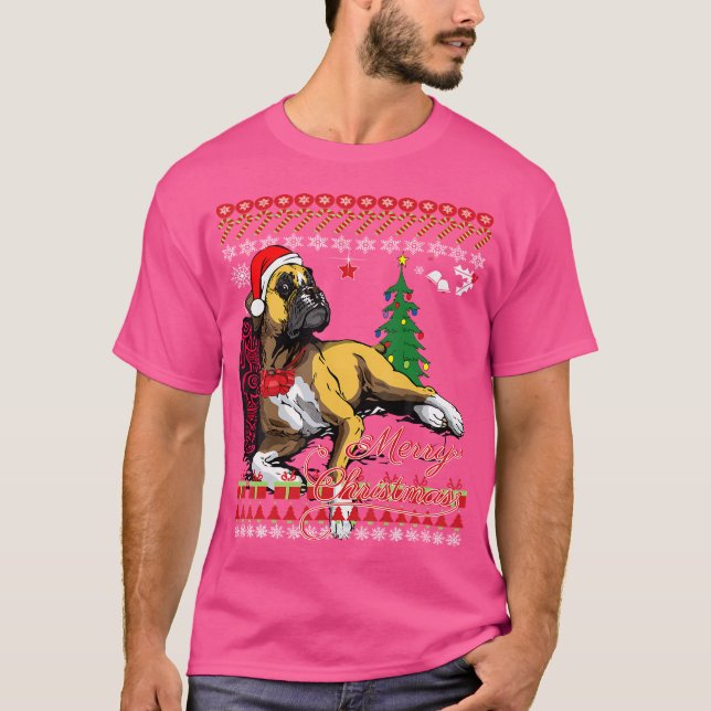Cute jul Boxer Hundar T Shirt (Framsida)
