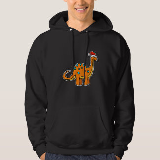 Cute Jul Brachiosaurus Dinosaur med tomten Hoodie