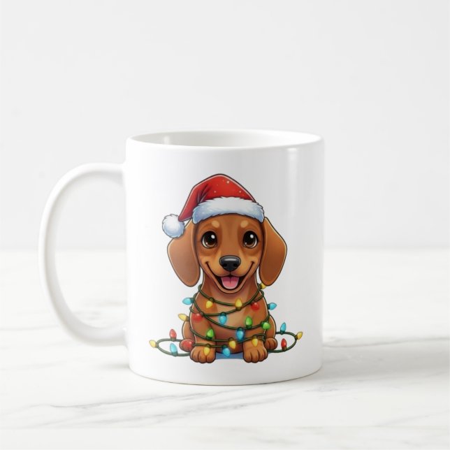 Cute jul Brown Dachshund Mugg (Vänster)