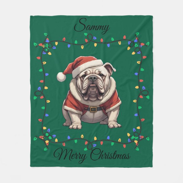 Cute Jul Bulldog Fleece Blanket (Framsidan)