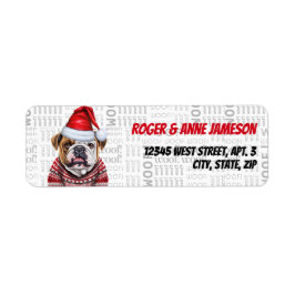 Cute Jul Bulldog i en Scarf-Returadress Returadress Etikett