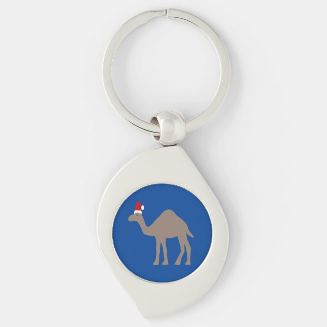 Cute jul Camel Swirl Silverfärgad Nyckelring (Framsidan)