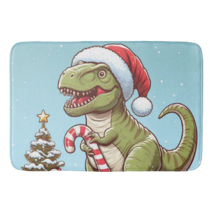 Cute Jul candy cane dinosaur Badrumsmatta