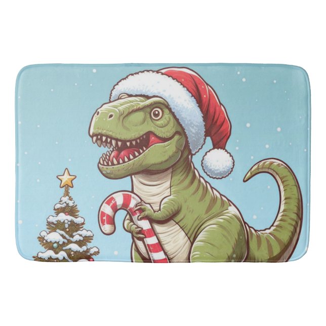 Cute Jul candy cane dinosaur Badrumsmatta (Framsidan)