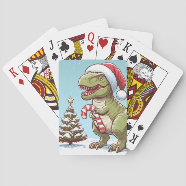 Cute Jul candy cane dinosaur Casinokort (Baksidan)